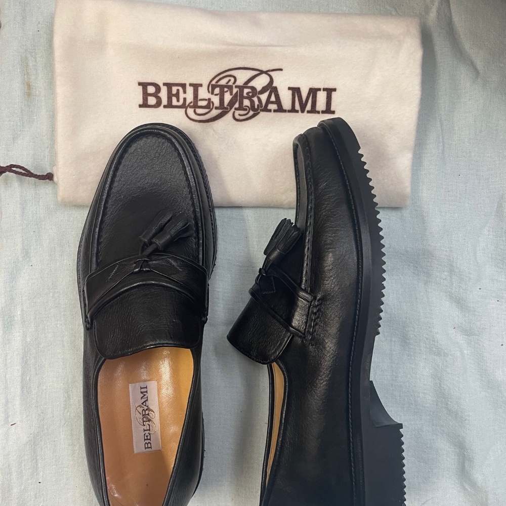 Men's Size 8, Black Leather Beltrami Tassel Loafers